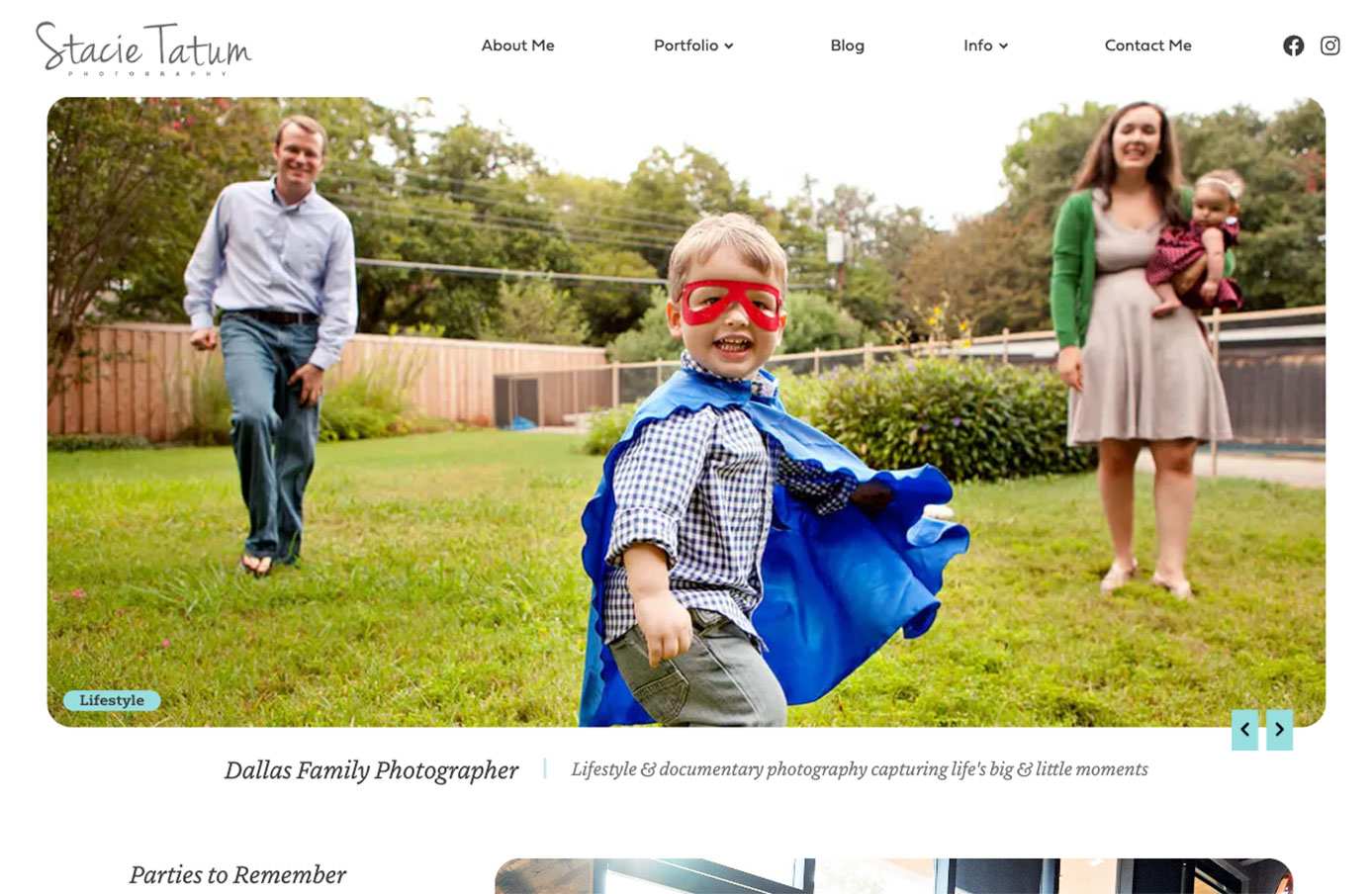 Screenshot of the Stacie Tatum Photography website