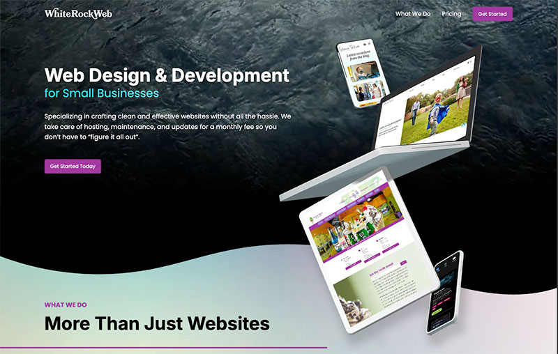 Screenshot of the White Rock Web website